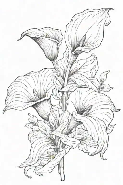 Calla lily and Marigold wrapped together  tattoo design idea