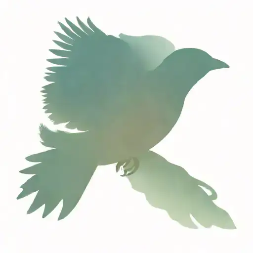 Brown Sparrow taking flight over a rising sun tattoo design idea