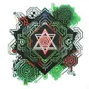 hacker,red,green,black tattoo design idea