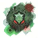 hacker,red,green,black tattoo design idea
