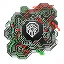 hacker,red,green,black tattoo design idea