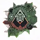 hacker,red,green,black tattoo design idea