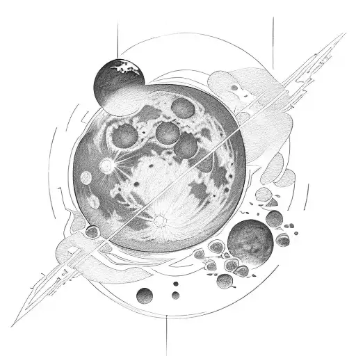 A simple, fine line, and no bold shading spine tattoo related to the sun, the moon, or the stars tattoo design idea