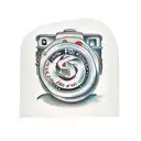 camera postman letter tattoo design idea