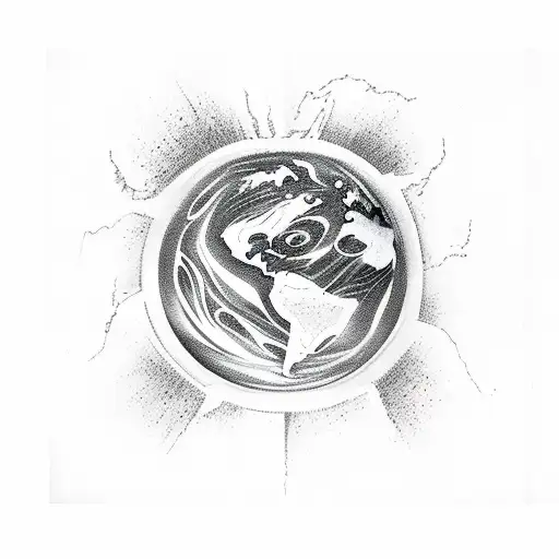 mudita word with fire, water, air and Earth tattoo design idea