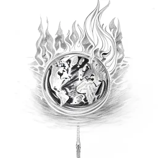 mudita with fire, water, air and Earth tattoo design idea