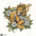 Leo with Virgo zodiac sign tattoo design idea