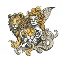 Leo with Virgo zodiac sign tattoo design idea