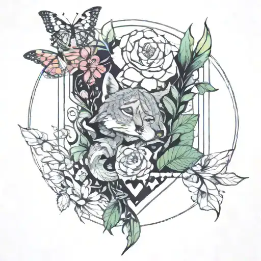 psychedelic, nature, geometrical, plants, wildlife, wilderness  tattoo design idea