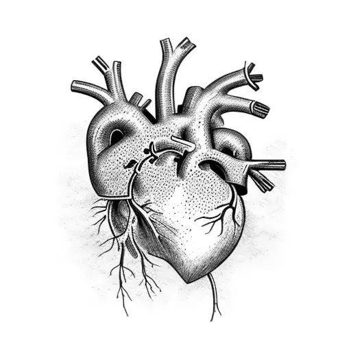 Anatomical heart with running legs tattoo design idea