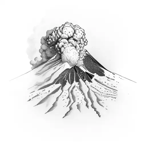 Mount Etna erupting with a runner silhouette tattoo design idea