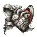 human heart with bandages around it tattoo design idea