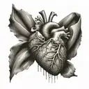 human heart with bandages around it tattoo design idea