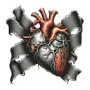 human heart with bandages around it tattoo design idea