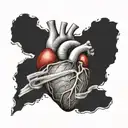 human heart with bandages around it tattoo design idea