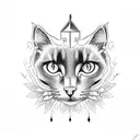 black cats with a gothic castle tattoo design idea