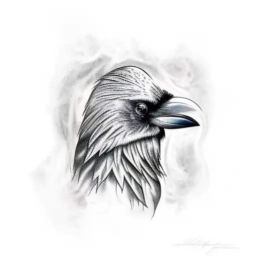 Raven and depression tattoo design idea