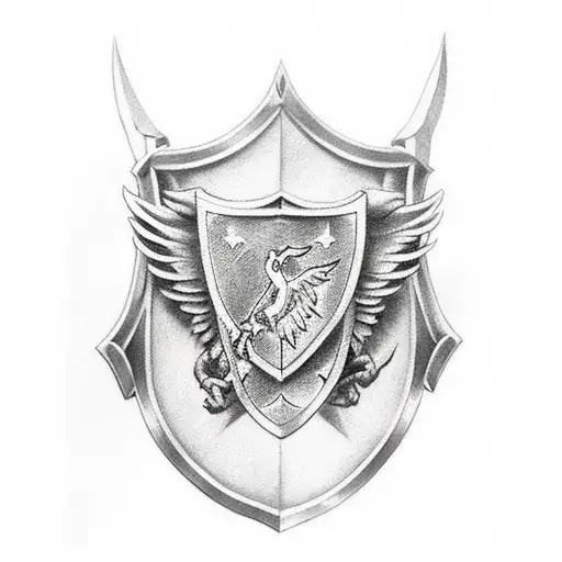 shield sword and wings  tattoo design idea