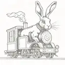 hare on the back of a steam engine train holding a lollipop   tattoo design idea