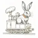 hare on the back of a steam engine train holding a lollipop   tattoo design idea