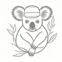 Koala wearing  kangaroo hat tattoo design idea