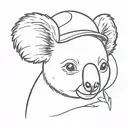 Koala wearing  kangaroo hat tattoo design idea