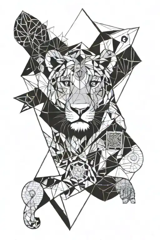 Leo with virgo, aquarius and ibix tattoo design idea