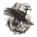 mountain adventure theme with eagle soaring tattoo design idea