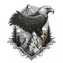 mountain adventure theme with eagle soaring tattoo design idea