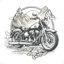 motorcycle theme adventure mountains perspective change tattoo design idea
