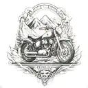 motorcycle theme adventure mountains perspective change tattoo design idea