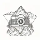 camera with mountain scene inside tattoo design idea