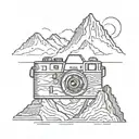 camera with mountain scene inside tattoo design idea