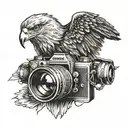 camera with eagle coming out of the lens tattoo design idea