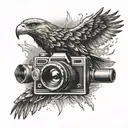 camera with eagle coming out of the lens tattoo design idea