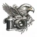 camera with eagle coming out of the lens tattoo design idea