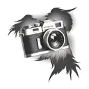 simple camera with soaring eagle flying tattoo design idea