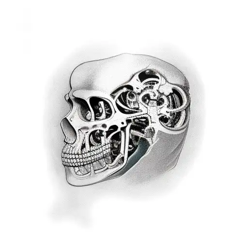 Humeral head fracture transformed into a majestic mechanical structure tattoo design idea