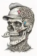 half man half skull face tattoo design idea