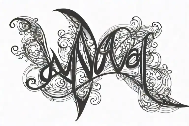 Ava in cursive with heart beat line tattoo design idea