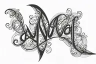 Ava in cursive with heart beat line tattoo design idea