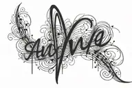 Ava in cursive with heart beat line tattoo design idea