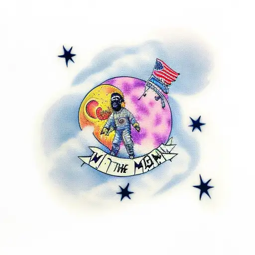 kid cudi man on the moon tattoo design idea