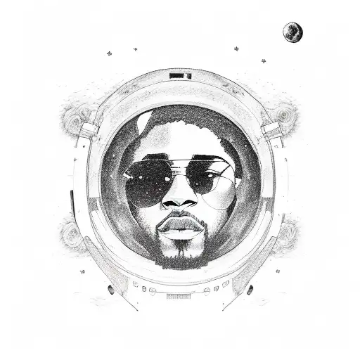 kid cudi man on the moon tattoo design idea