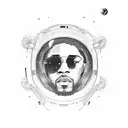 kid cudi man on the moon tattoo design idea