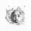 kid cudi man on the moon tattoo design idea