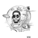 kid cudi man on the moon tattoo design idea