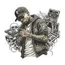 Gangsta rapper surrounded tattoo design idea