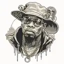 Gangsta rapper surrounded tattoo design idea
