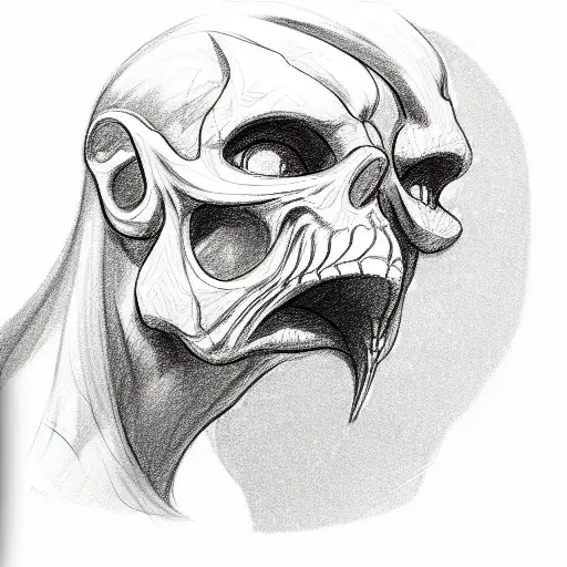 sketch of the maxilla, focusing on its unique features, like the jaw extension tattoo design idea